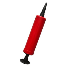 Red and black balloon pump on a white background