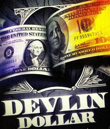 Close-up of U.S. dollar bills with 'Devlin Dollar' text overlay