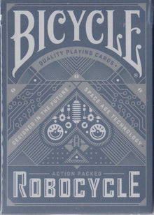 Bicycle Robocycle playing cards packaging with geometric design and text.