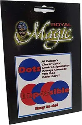 Royal Magic Impossible Dots product packaging with colorful circles and text on a black background