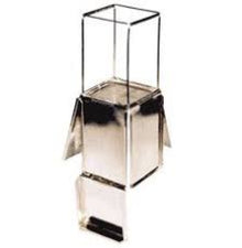 Metallic object with a clear glass cover on a white background