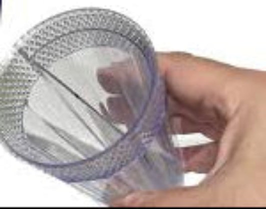 Transparent half-bottom glass with packaging labeled 'Half Bottom Glass' held by a hand.