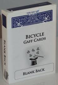 Box of Bicycle Gaff Cards with blank back on a white background