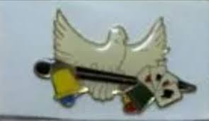 Pin with an eagle design on a white background