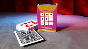 Playing cards with a pink box labeled 'INVS' on a red and gray background