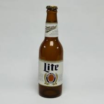 Budweiser Lite beer bottle on a white background