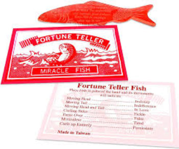 Red fortune telling fish with instructions on a white background