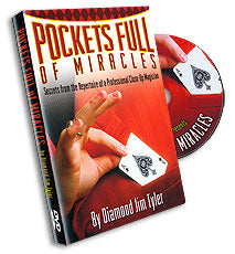 Magical book titled 'Pockets Full of Miracles' with a DVD on a red background