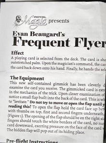 Magical trick description from Royal Magic featuring Evan Beauguard's 'Frequent Flyer'.