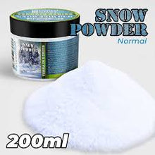 Snow powder container with a scoop of powder on a white background