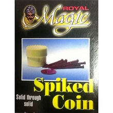 Royal Magic Spiked Coin product packaging with a yellow container and red sticks on a black background.
