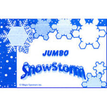 Label for 'Jumbo SnowStorm' with blue snowflake design