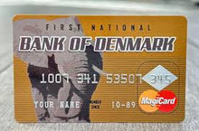 Bank card from First National Bank of Denmark with MasterCard logo