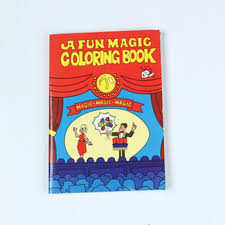 Coloring book titled 'A Fun Magic Coloring Book' with a circus-themed cover on a white background