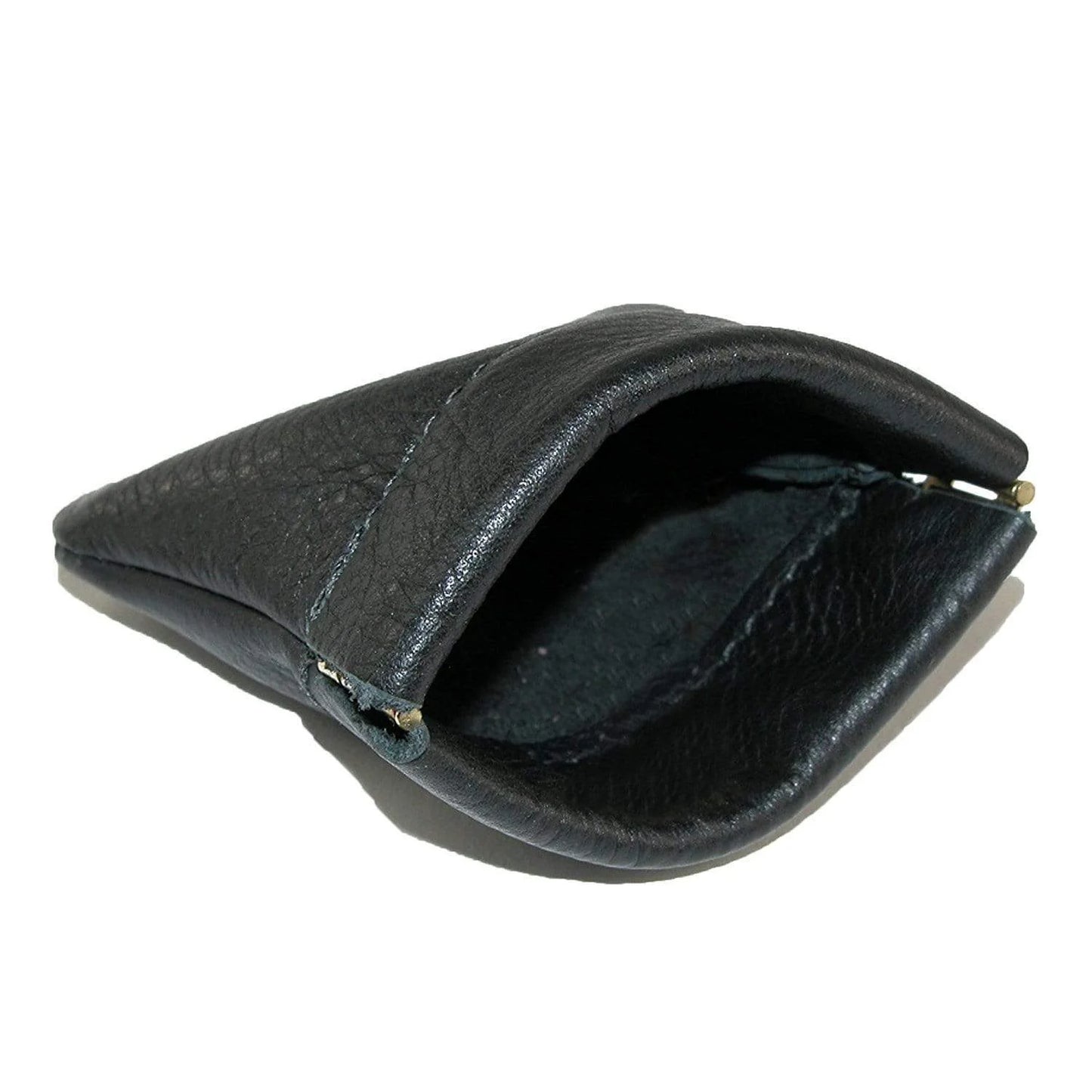 Black leather pouch on a white background