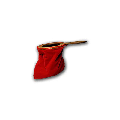 Red leather bag with a handle on a white background