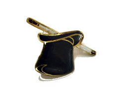 Black and gold bow tie on a white background