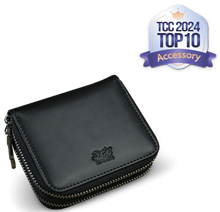Black wallet with a brand logo on a white background, featuring TCC 2024 Top 10 Accessory badge.