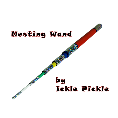 Colorful nesting wand with text 'Nesting Wand by Ickle Pickle' on a white background