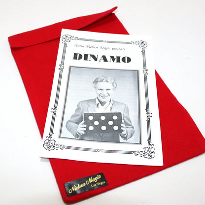 Magical trick packaging with 'Dinamo' and 'Niven Magic' branding on a red background