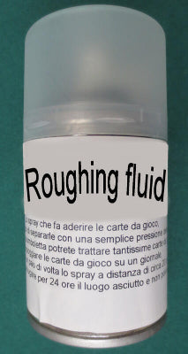Can of roughing fluid with text on a green background