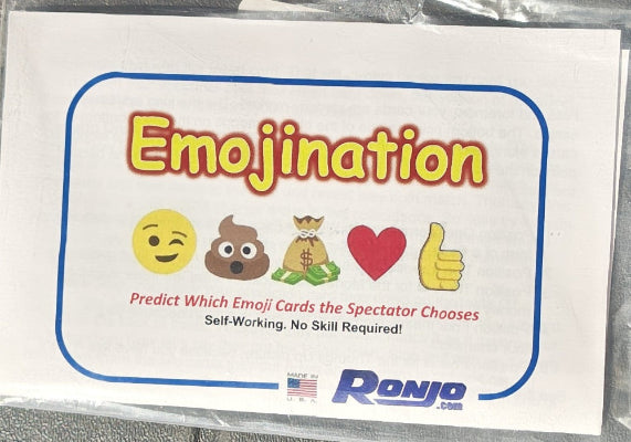 Emojination card with emojis and Ronjo logo on a white background