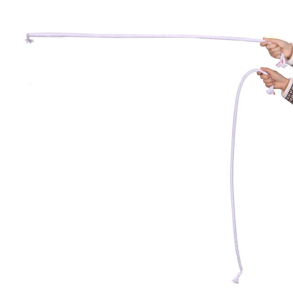 White curtain rod held by a hand on a white background