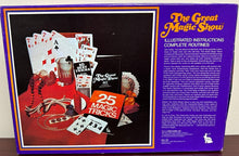 Box of 'The Great Magic Show' with illustrated instructions and magic tricks.