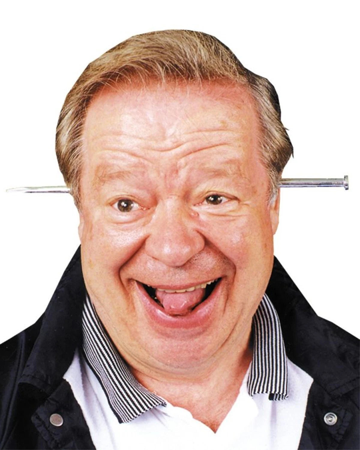 Man with a surprised expression wearing a black jacket and white shirt, with a white background.