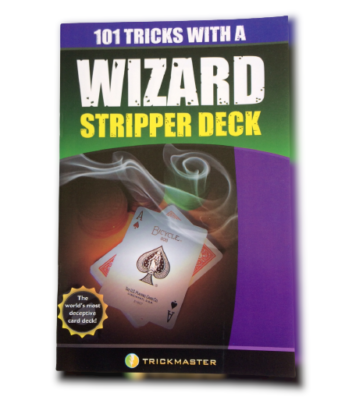 Card deck packaging titled '101 Tricks with a Wizard Stripper Deck' by Trickmaster on a white background.