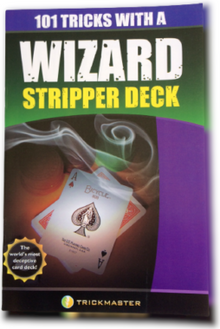 Card deck packaging titled '101 Tricks with a Wizard Stripper Deck' by Trickmaster on a white background.