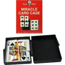Miracle card case with playing cards and red box labeled 'Royal Magic' on a white background