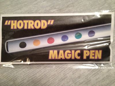 Packaged magic pen with colorful ink pads and 'HOTROD' branding on a gray surface.