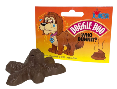 Dog toy resembling a lion with packaging labeled 'Doggie Dog Who Dunnit?' on a white background.
