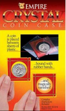 Empire Crystal Coin Case packaging with coin illustrations and text on a yellow and red background