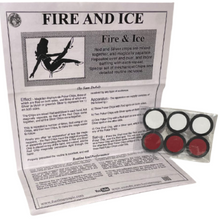 Fire and Ice magic kit with instructions and colored chips on a white background