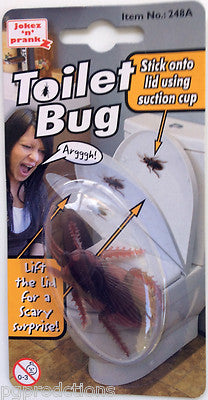 Toilet Bug prank product with packaging showing a woman's face and text.