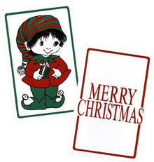 Words Merry Christmas and a elf.