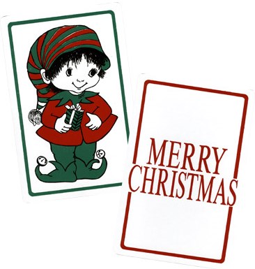 Words Merry Christmas and a elf.