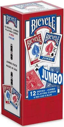 Bicycle Jumbo Face Playing Cards – 12-Deck Set (6 Red / 6 Blue)