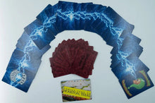 Set of cards with lightning design on a white background