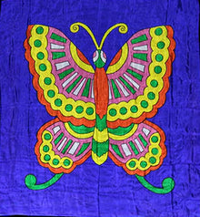 Colorful butterfly design on a blue background