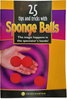 Booklet titled '25 tips and tricks with Sponge Balls' by Trickmaster on a white background