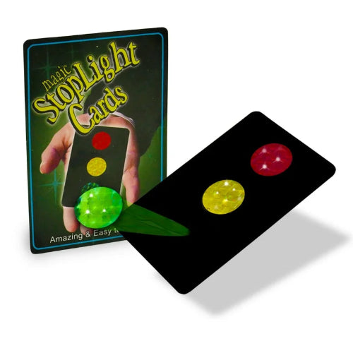 Magic stoplight cards with a colorful design on a white background