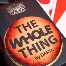 Card game box with 'The Whole Thing by Daryl' text on a red and black background