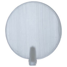 White spherical object with a hook on a white background