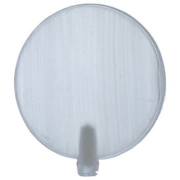 White spherical object with a hook on a white background