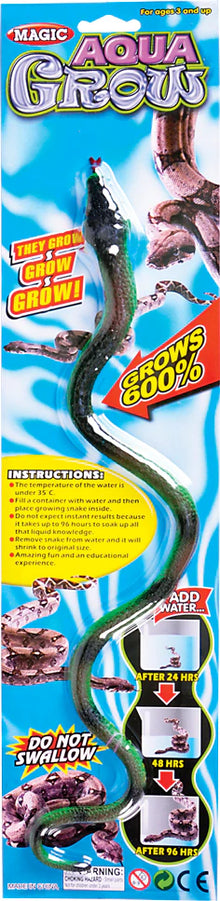 MAGIC Aqua Grow product packaging with snake-like creature and instructions on a blue background