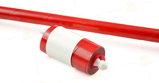 Red and white pool cue with Kingmagic branding on a white background