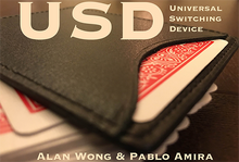 Close-up of a card with 'USD Universal Switching Device' text and Alan Wong & Pablo Amira name.